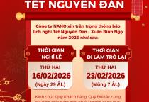 THÔNG BÁO NGHỈ TẾT NGUYÊN ĐÁN 2026 